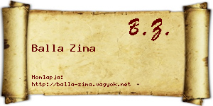 Balla Zina névjegykártya
